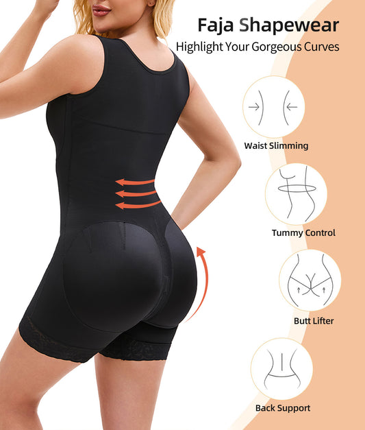 Full Body Shapewear Jumpsuit for Women – Tummy Control, Post-Surgery, Butt Lifter Bodysuit with Zipper