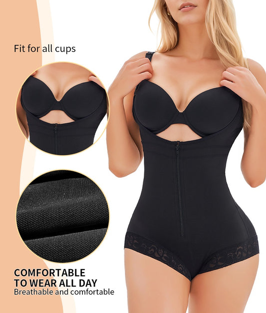 Women’s Colombian Fajas Shapewear – Postpartum Tummy Control Full Body Bodysuit with Butt Lifter & Adjustable Straps