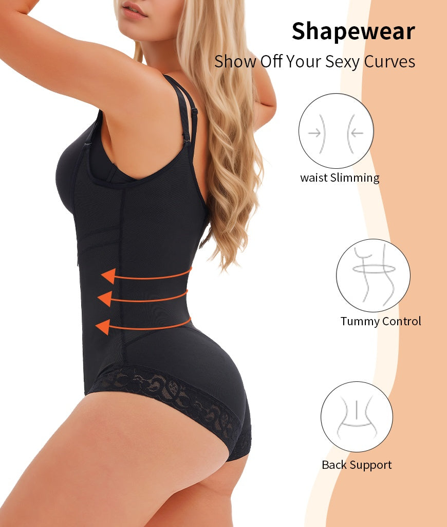 Women’s Colombian Fajas Shapewear – Postpartum Tummy Control Full Body Bodysuit with Butt Lifter & Adjustable Straps