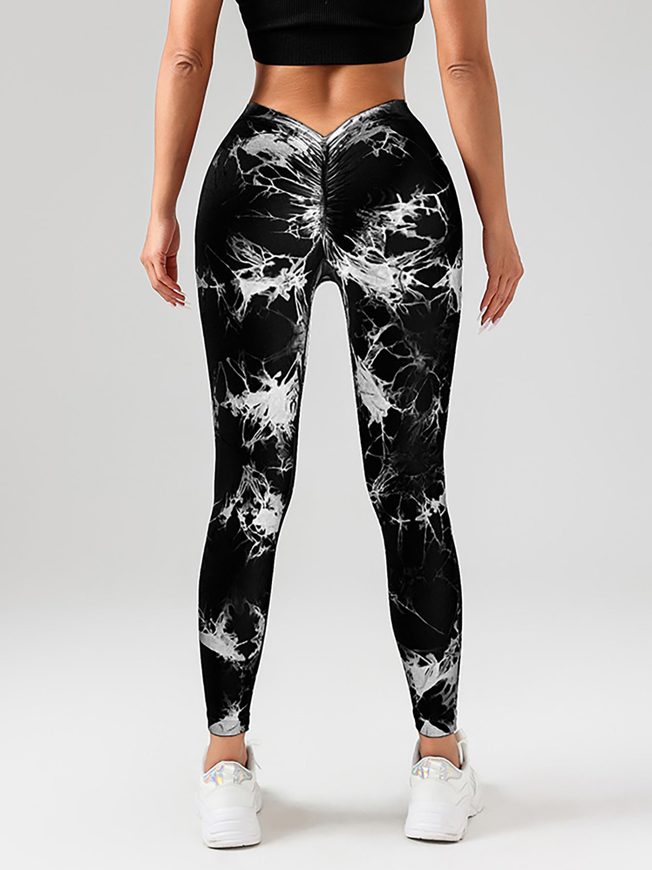 3-Pack Women’s Scrunch Workout Leggings – High Waisted Seamless Tie-Dye Butt Lifting V-Back Yoga & Gym Leggings