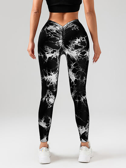 3-Pack Women’s Scrunch Workout Leggings – High Waisted Seamless Tie-Dye Butt Lifting V-Back Yoga & Gym Leggings