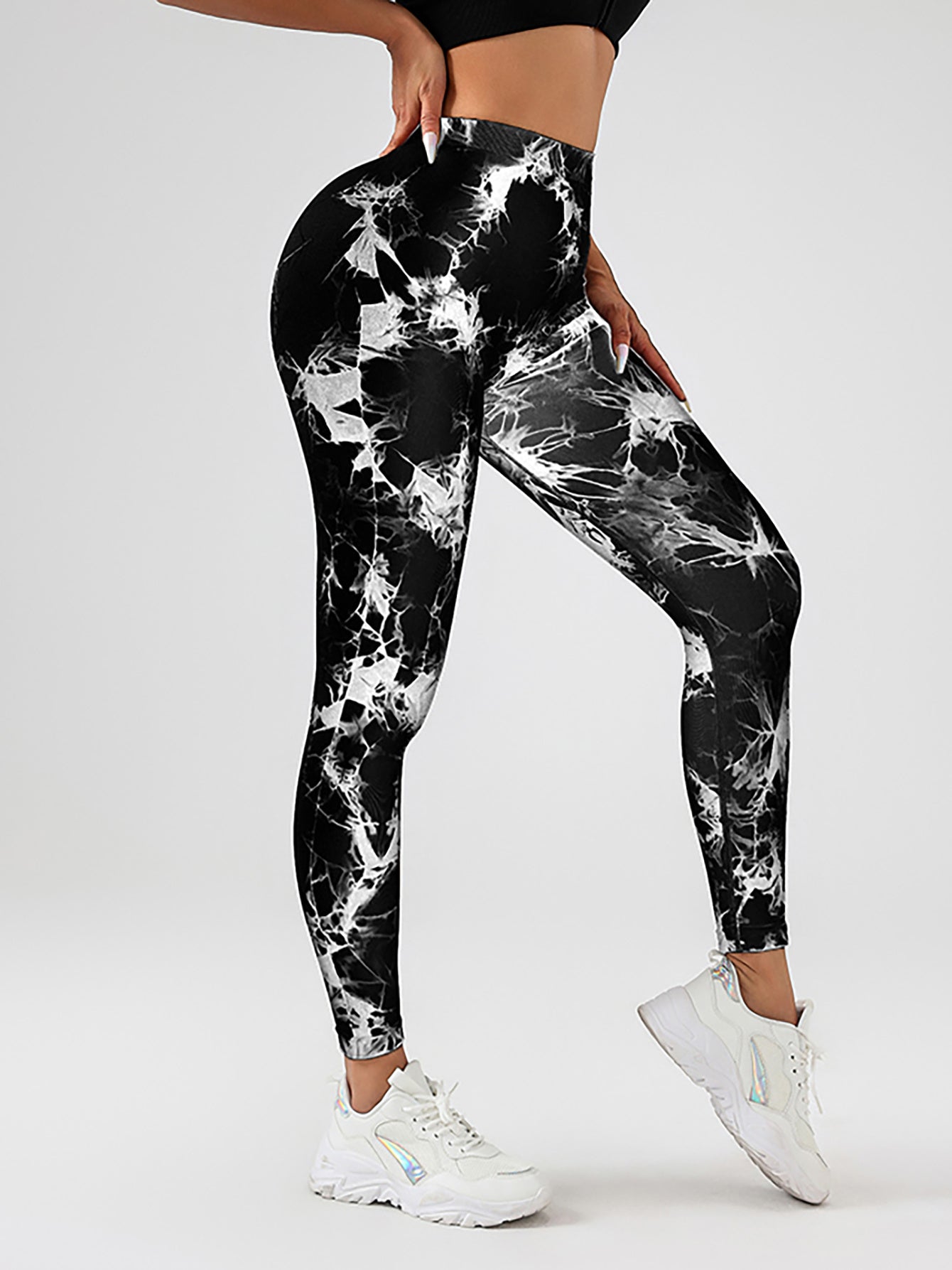 3-Pack Women’s Scrunch Workout Leggings – High Waisted Seamless Tie-Dye Butt Lifting V-Back Yoga & Gym Leggings