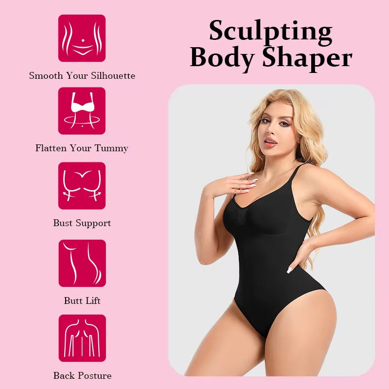 Plus-Size Seamless Bodysuit – Women’s Slimming Shapewear with Hip Lift & Tummy Control