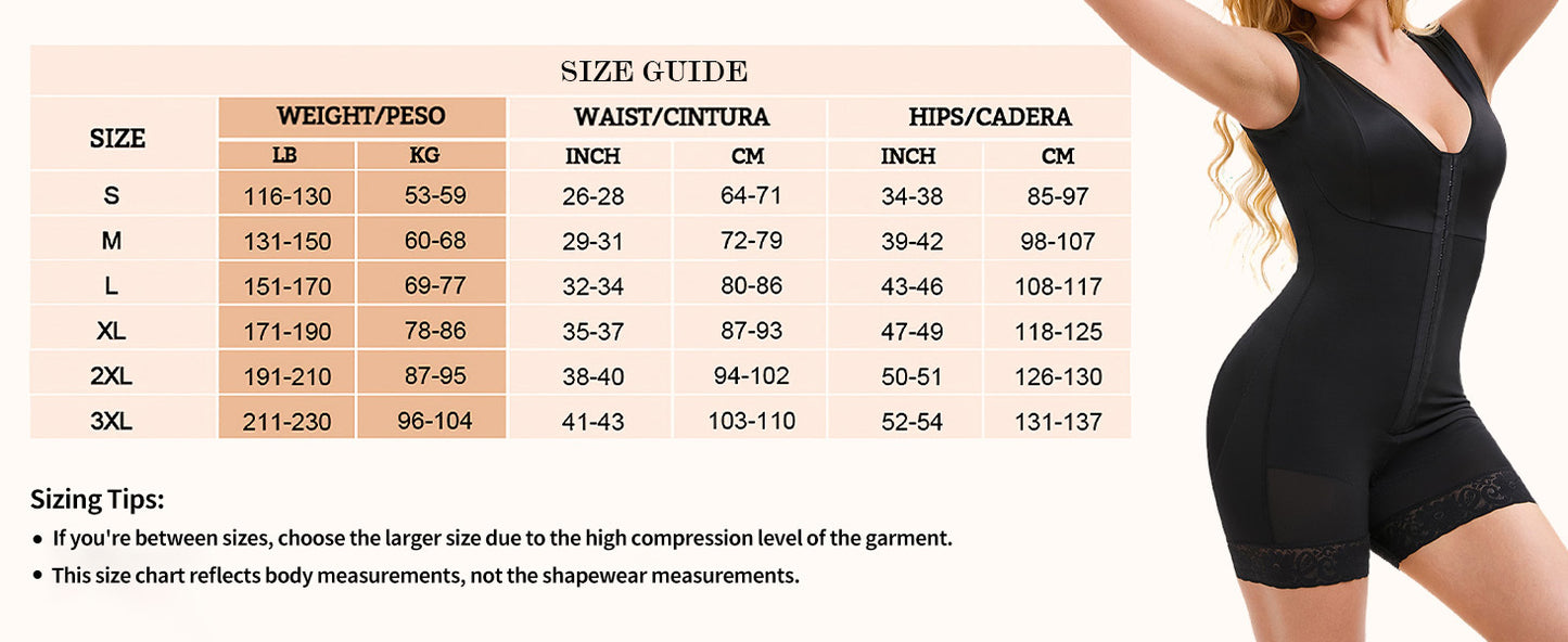 Full Body Shapewear Jumpsuit for Women – Tummy Control, Post-Surgery, Butt Lifter Bodysuit with Zipper
